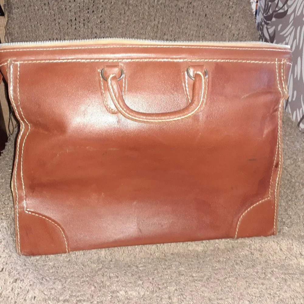 Vintage CHENEY Leather Duffle Bag-Chestnut Brown-Very Good - Picture 3 of 8